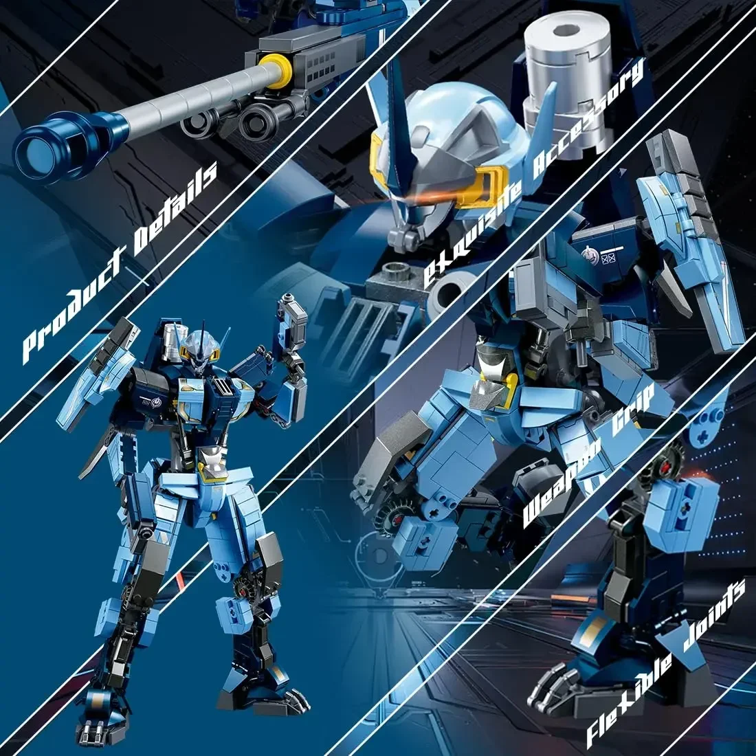 752 шт. военные строительные блоки синий робот фигурка меха модель тяжелого оружия