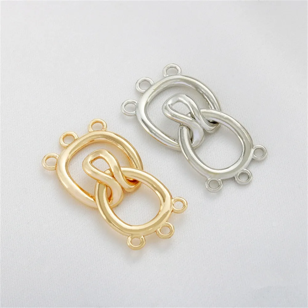 

14K gold clad three rows of three hanging feet palm feet connecting clasp snap diy pearl bracelet necklace closing accessories
