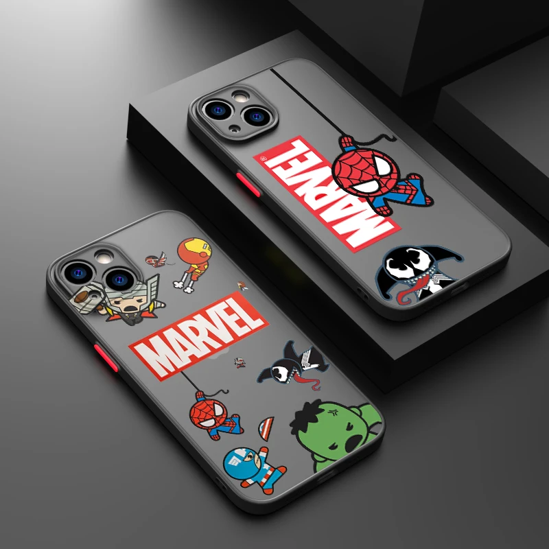Marvel Hero Hulk Cartoon For iPhone 14 13 Pro Max 12 Pro Max 11 Pro Max Xs XR 7 6 Plus Frosted Translucent Phone Case