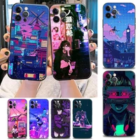 anime vaporwave glitch hot phone case for iphone 6 7 8 plus se 3 2020 2022 11 12 13 pro xs max mini xr x s case black soft cover