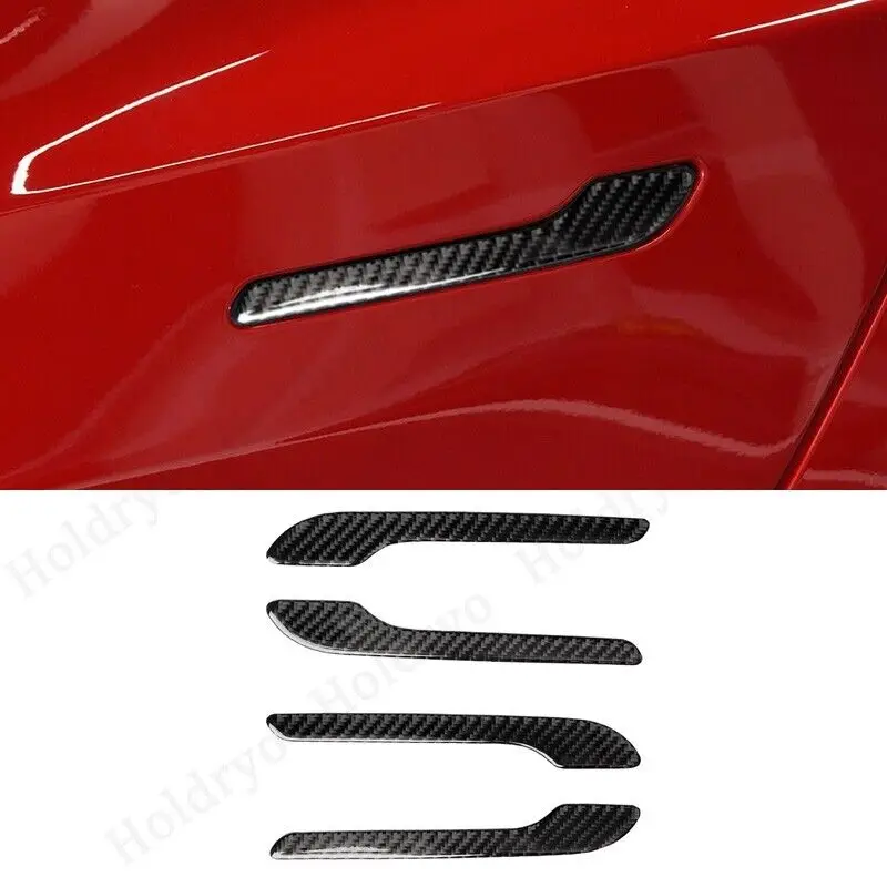 

4pcs Soft Carbon Fiber Door Handle Cover Exterior Trim For Tesla Model 3