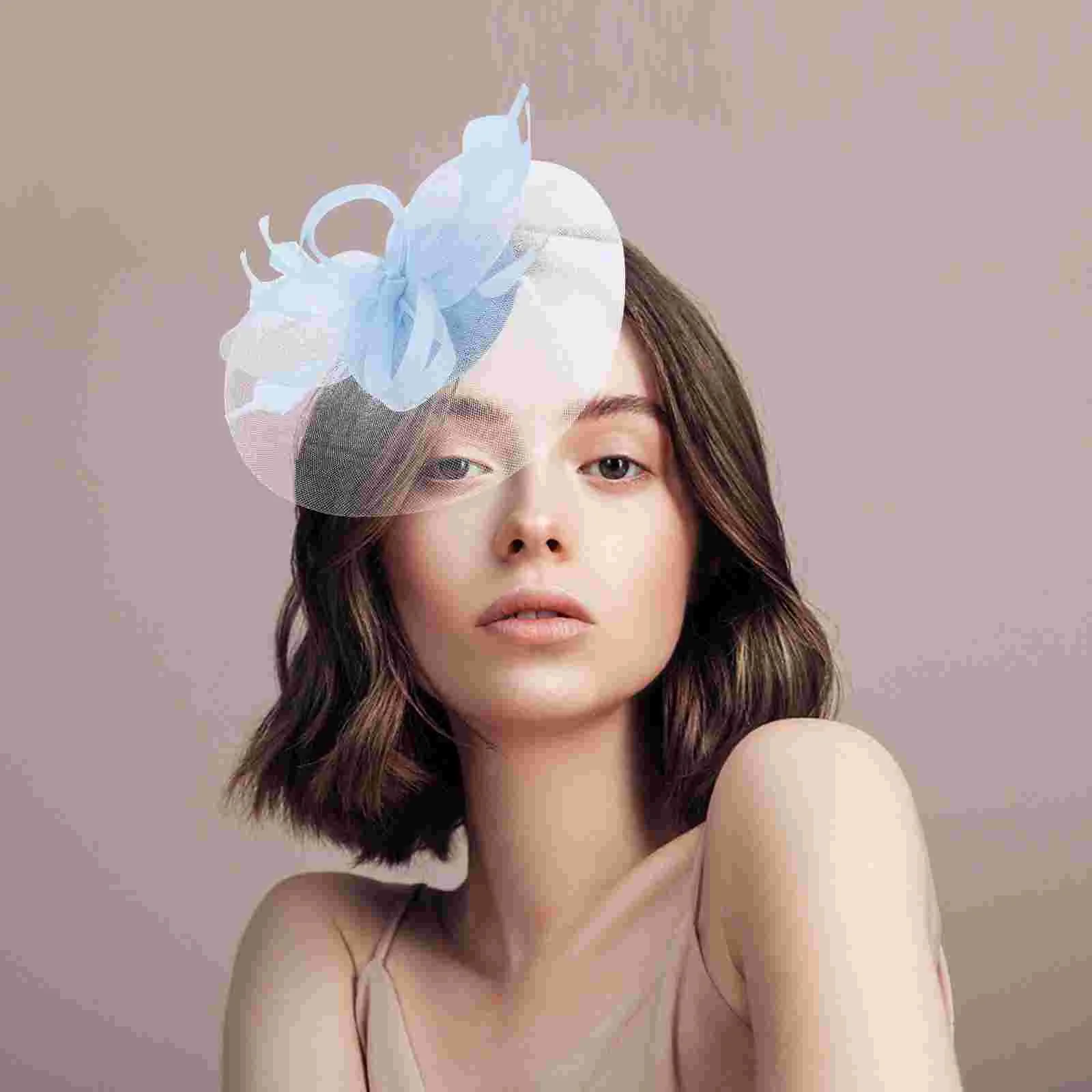 Свадебные аксессуары для волос из сетки с перьями Шляпа и льняной головной убор