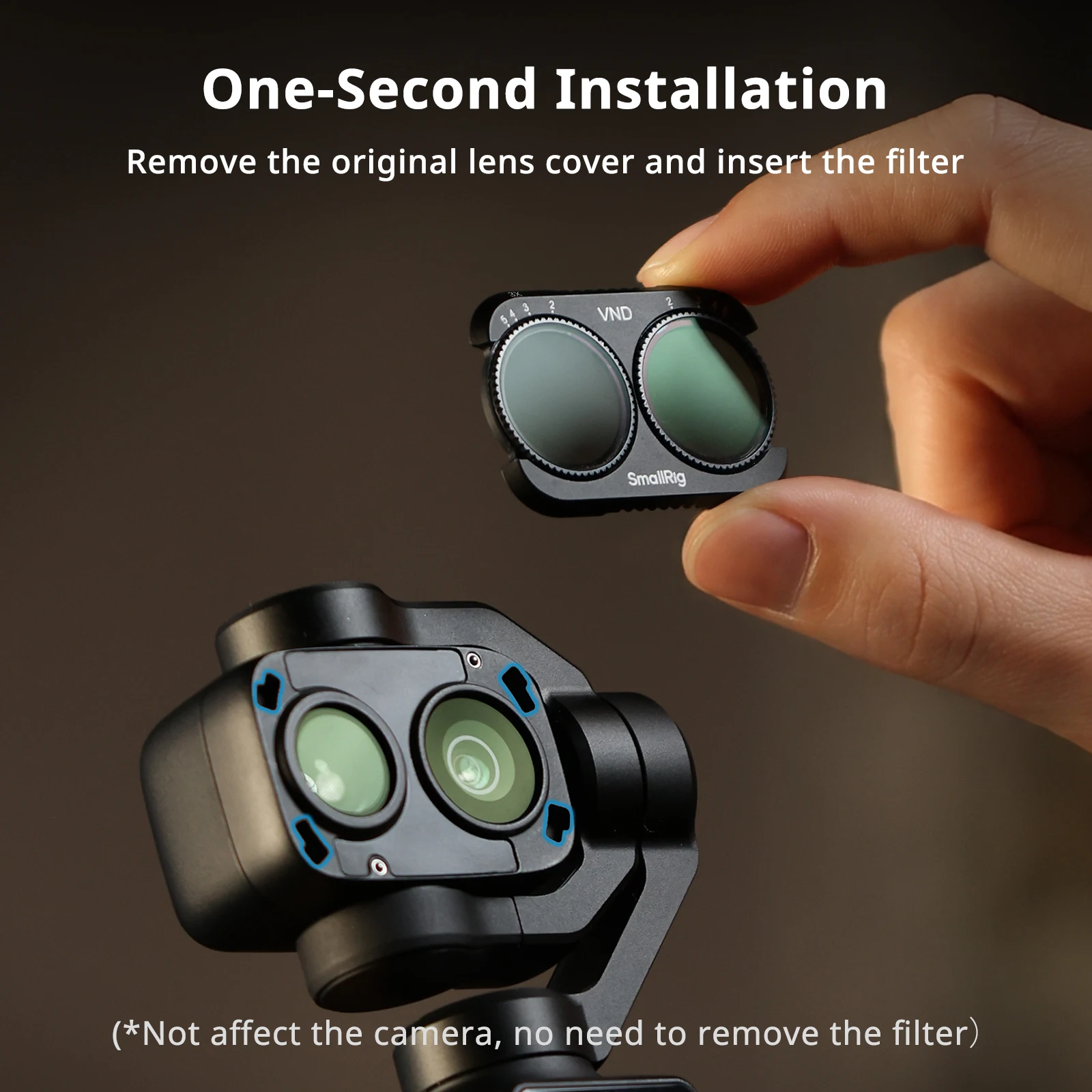 Фото Комплект фильтров SmallRig 4P для DJI Osmo Pocket 4P VND1-5 CPL с чистящей салфеткой для DJI Osmo Pocket 4P 6648 №4