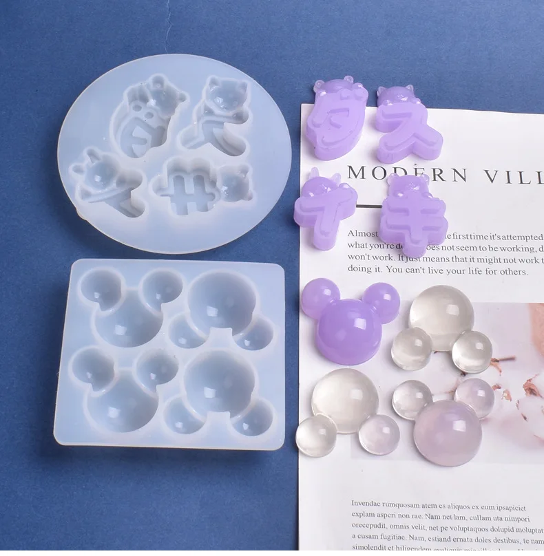 

DIY Crystal Epoxy Resin Mold Mickey Head Pendant Cute Japanese Homemade Pendant Mirror Silicone Mold
