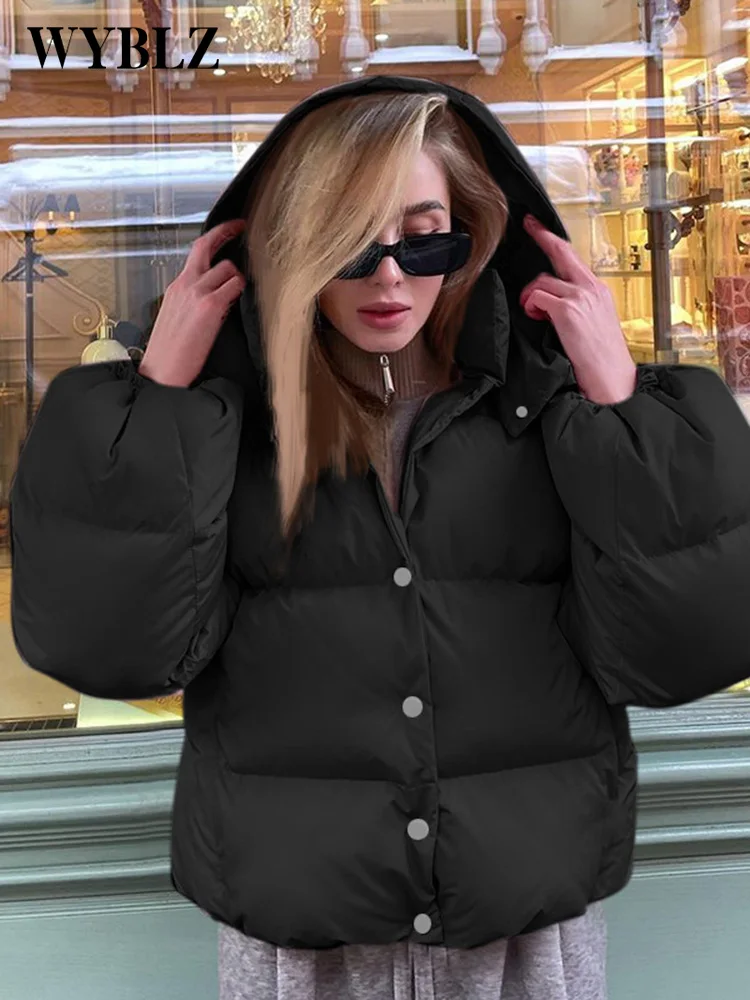 Autumn Winter Quilted Oversized Parkas Jackets for Women Fashion Army Green Warm Single Breasted Button Loose Cotton Padded Coat