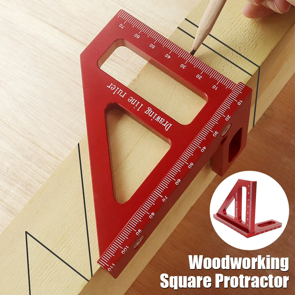 

Woodworking Square Protractor Measuring Tool Aluminum Alloy High-precision Scale Ruler Miter Triangle Ruler for Carpenter