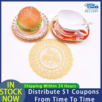 tea coaster new gold round embroidery table place mat christmas pad cloth placemat cup mug wedding napkin doily kitchen wholesal