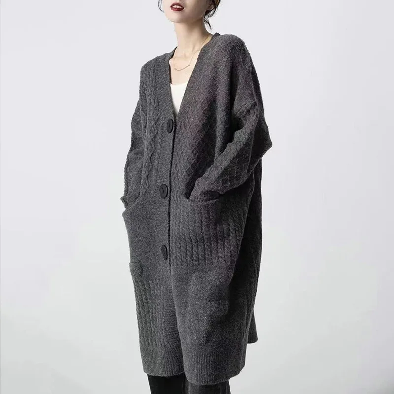 SuperAen Autumn and Winter 2022 New Korean Style Oversize Women's Thick Sweater Loose Fashion Knitted Cardigan Coat Women