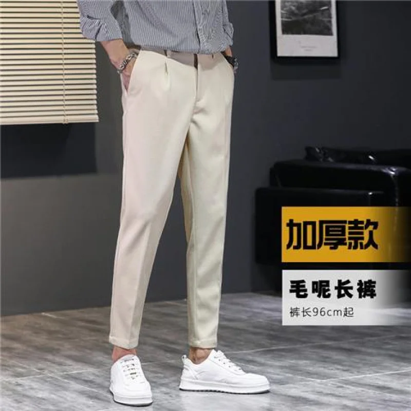 Мужские шерстяные прямые брюки |