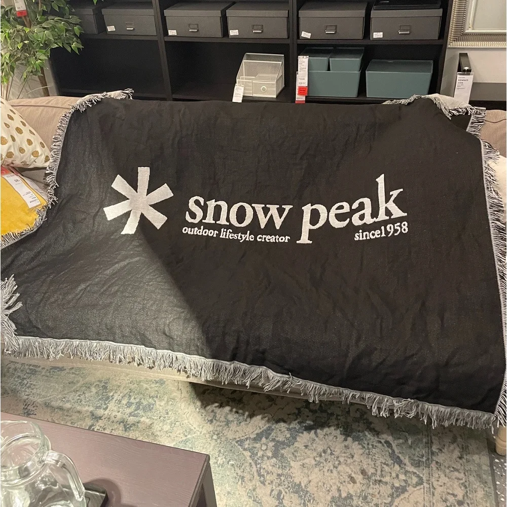 

Nordic Snow Peak Sofa Upholstery Fabric Hand-woven Thread Blanket Hippie Wall Blanket Black And White Camping Sleeping Blanket