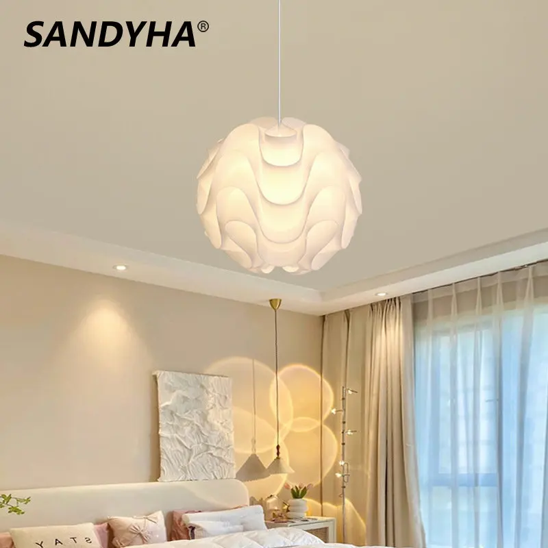 

SANDYHA Pendant Light Luxury Creative Wave Spherical Chandeliers Led Lamp for Bedroom Living Room Decor Lustre Salon Design Luxe