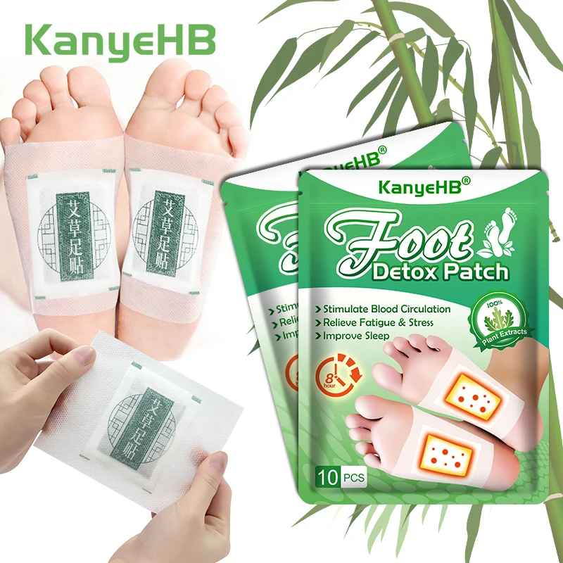 

20Pcs=2Bags Herbal Foot Medical Patches Wormwood Detox Weight Loss Improve Sleep Relieve Stress Herbal Foot Care Plaster A1142