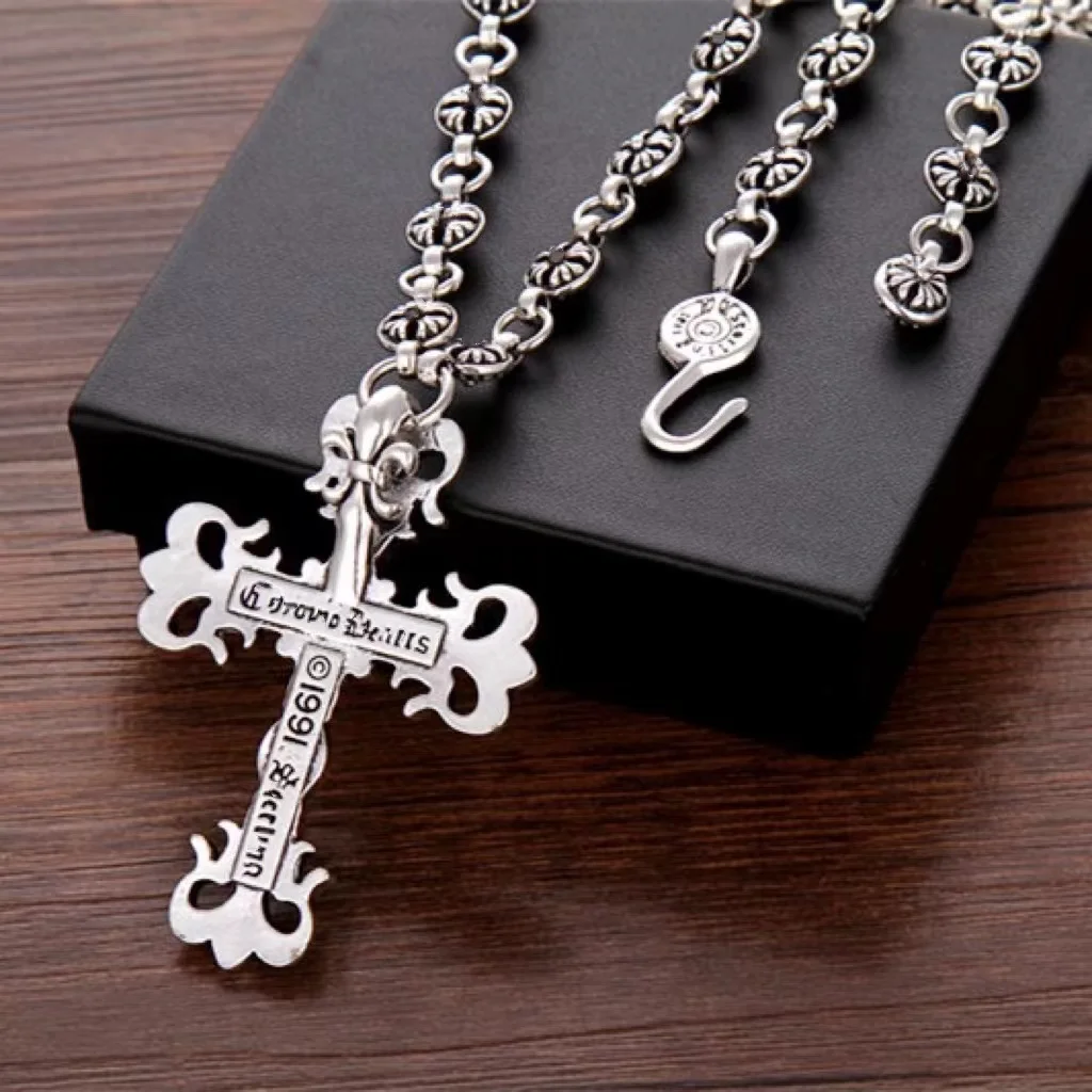 

Punk jewelry all-match fashion sweater chain, retro couple accessories cross pendant, carved necklace men chain or women chain
