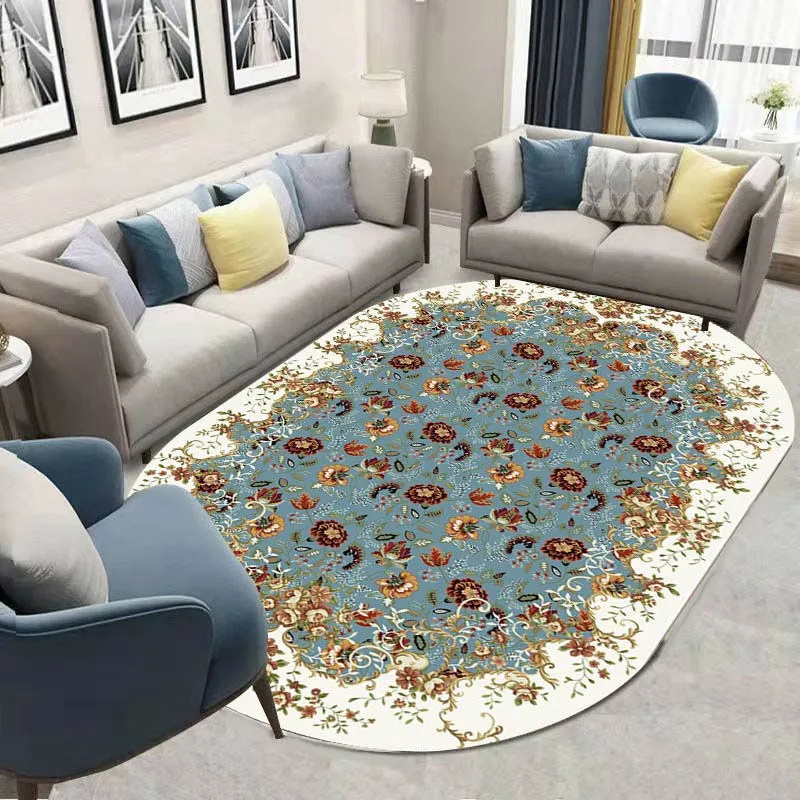 

European-style Bedroom Bedside Carpet Oval Living Room Carpets Home Anti-fouling Non-slip Mat Hotel Study Office Decorative Rugs