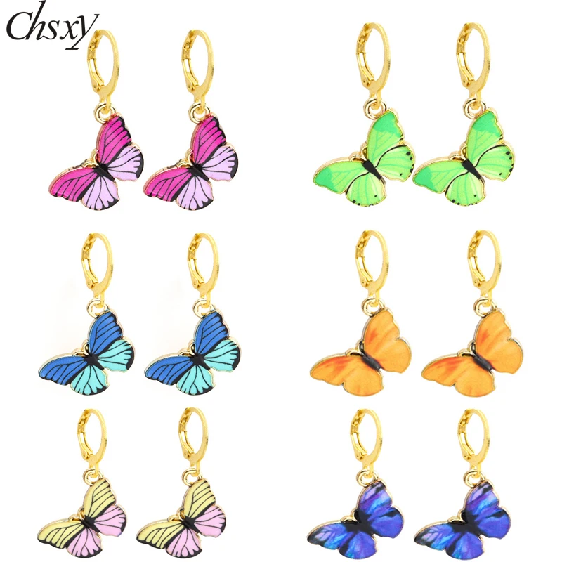 

Colorful Butterfly Drop Earrings for Girl Fashion Cute Enamel Charms Dangle Earring for Women Holiday Pendant Party Jewelry Gift