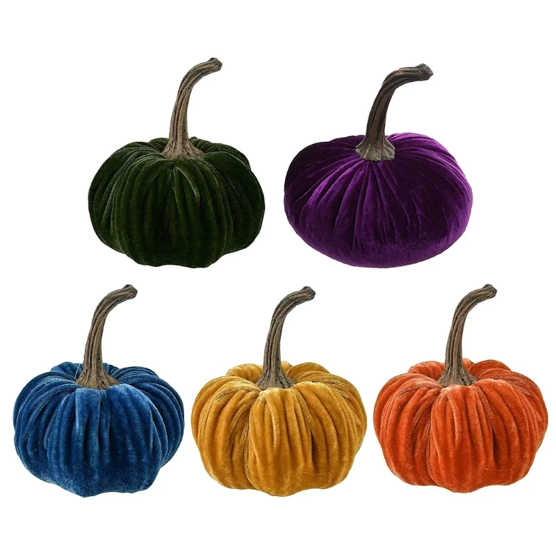 

6'' Handmade Velvet Pumpkins Decor Super Soft Pumpkin Halloween Pumpkin Ornament