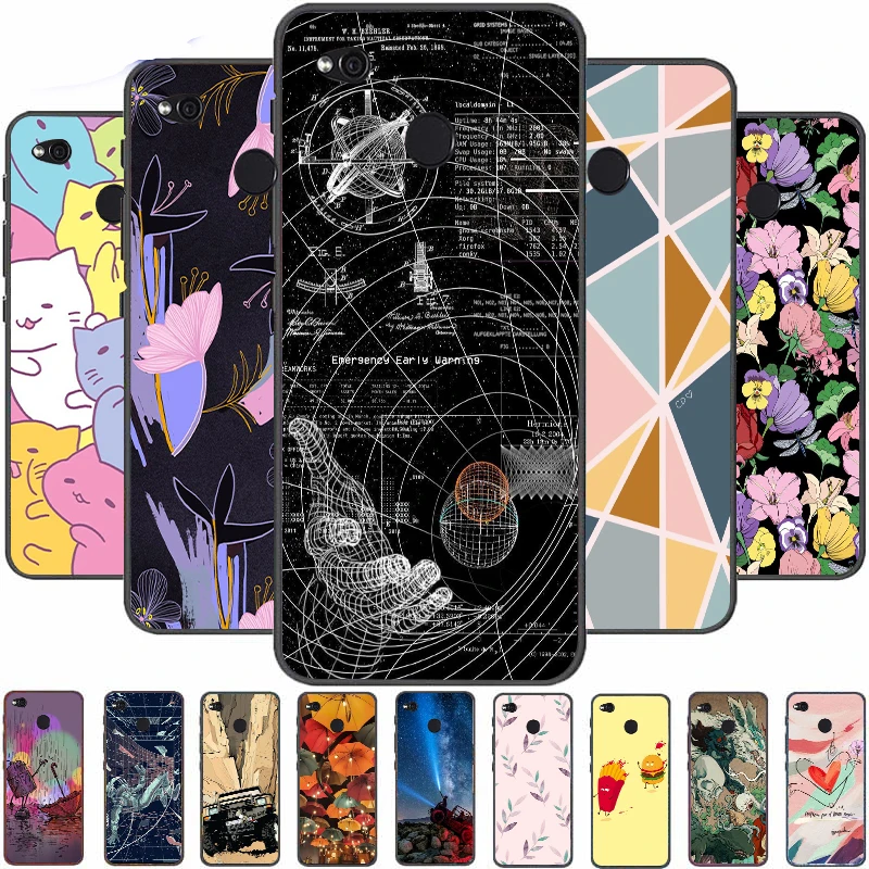 

Cases For Xiaomi Redmi 4X Case Cover Silicon Cute Covers For Xiomi Redmi4X Capa Fundas Phone Cartoon Bags Fashion Black Frame