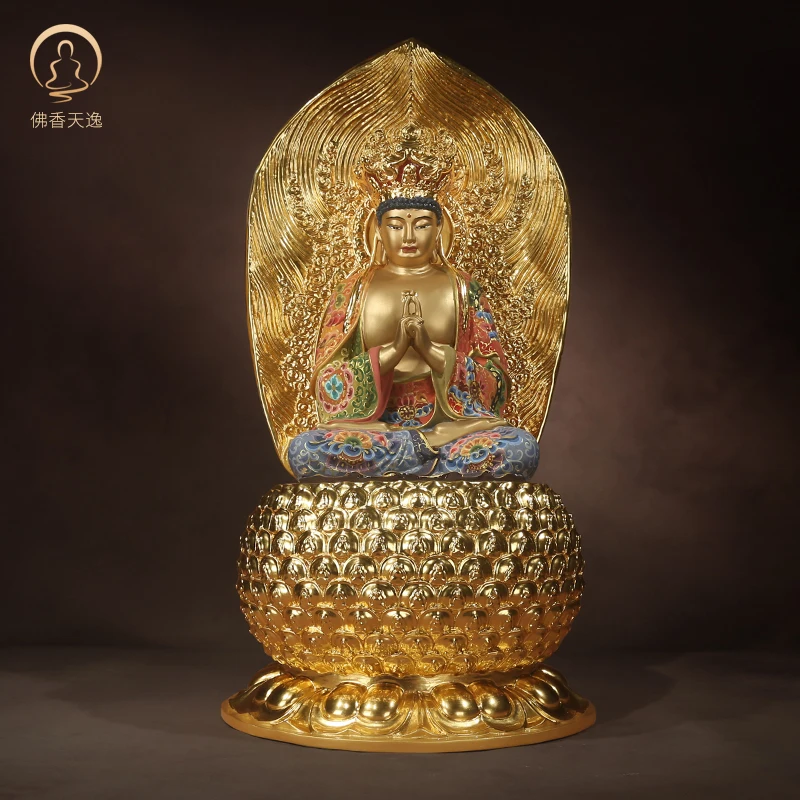 

Hand-painted gold colored copper Tathagata Buddha ornaments Buddhist home decoration Mainland China Metal Religious Buddhism