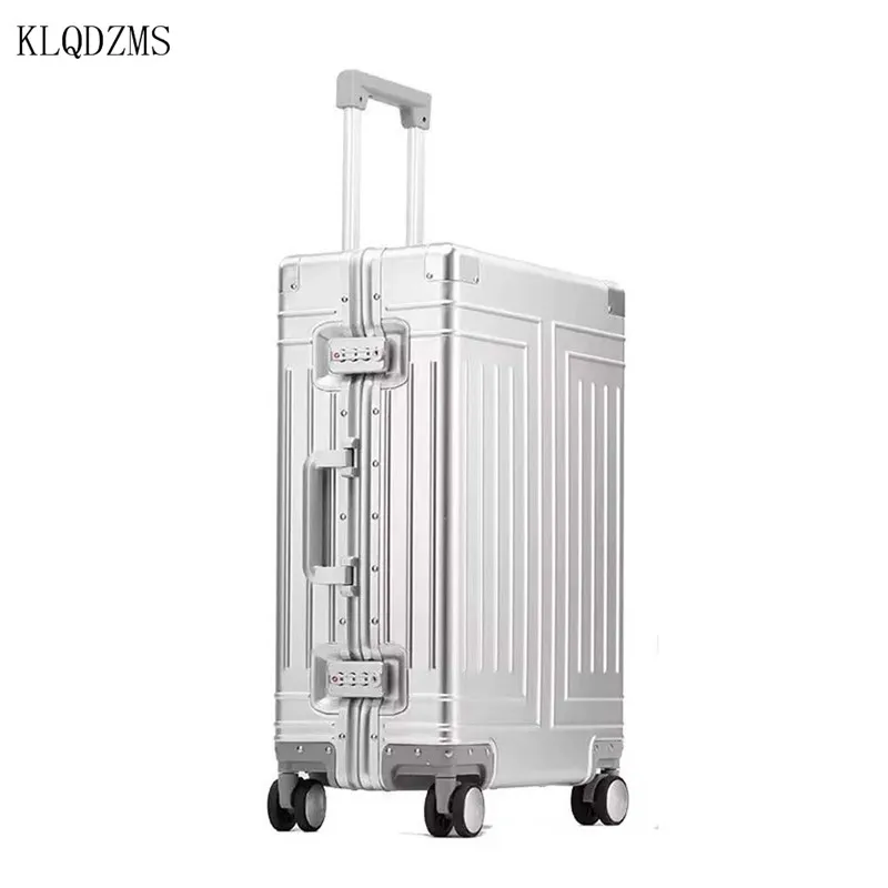 KLQDZMS 20’’24’’26’’29 Inch Men's High Quality Personalized  Travel Luggage Bags All Aluminum Trolley Student Rolling Luggage