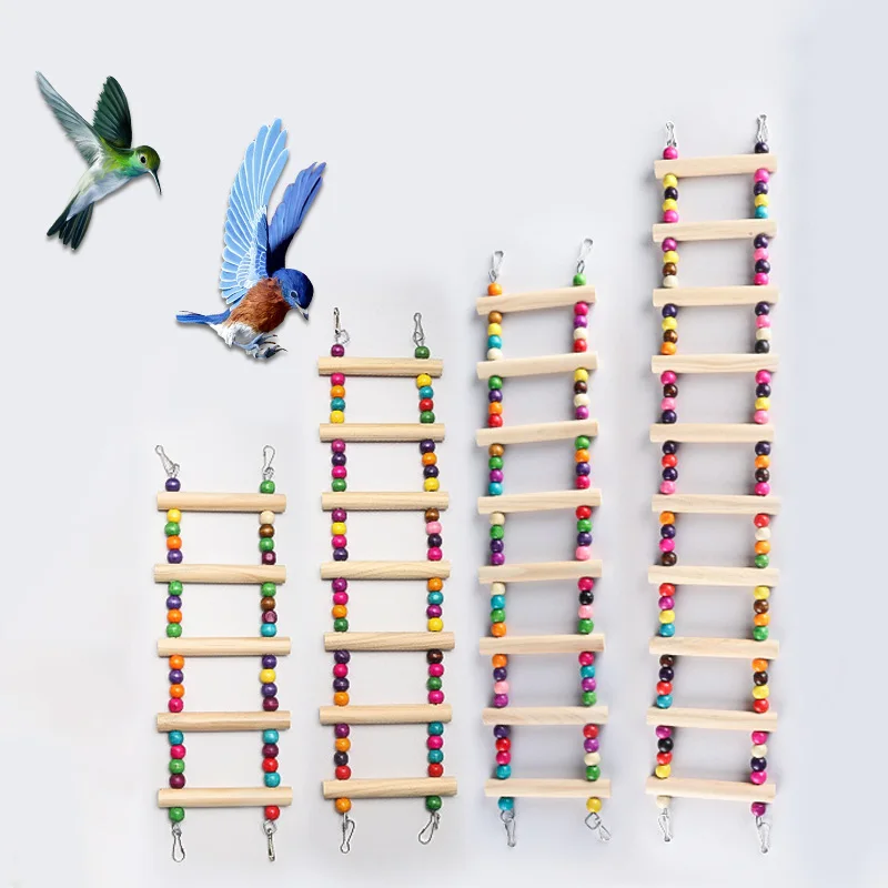 

Pet Birds Climbing Ladders Colorful Beads Wooden Parrot Hanging Bridge Climbing Bite Toy Budgie Parakeet Swing Pet Supplies