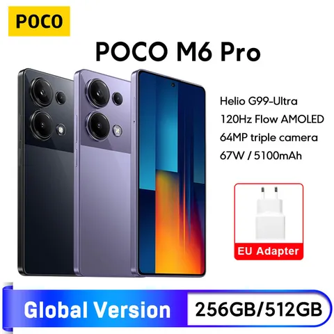 Смартфон POCO M6 Pro, глобальная версия Helio G99 Ultra, 64 МП, тройная камера с турбозарядкой OIS, 67 Вт, поток 120 Гц, AMOLED NFC