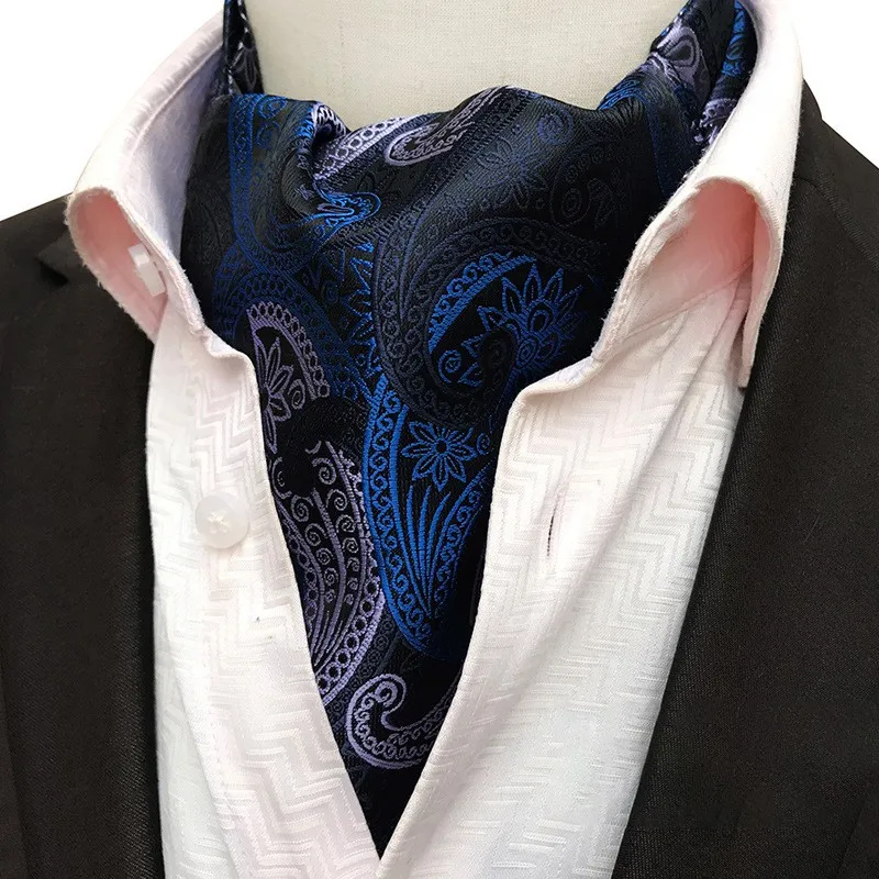 

2/1pcs Blue Paisley Floral Tie Men Cravat Man Silk Cravat Tie Men Polyester Wedding Ascot Scarf