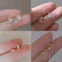 grace zircon earrings for women hypoallergenic korean fashion mini ear studs female helix cartilage earrings teenager jewelry