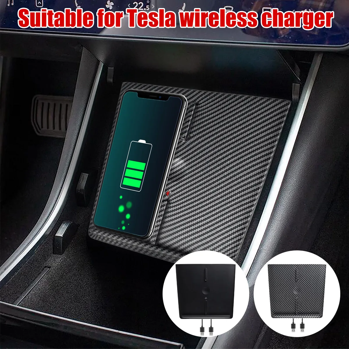 

Беспроводное зарядное устройство для телефона Tesla Model 3, 10 Вт, 2 USB-порта