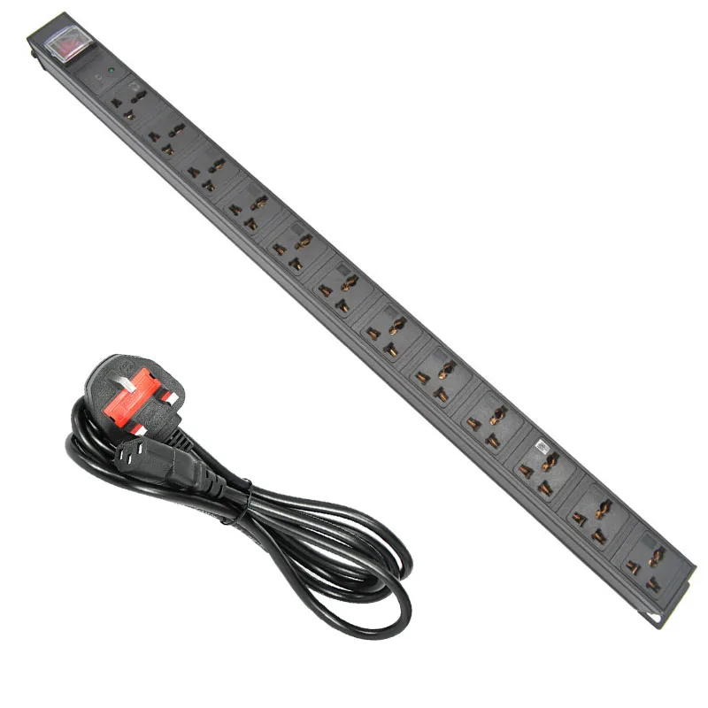 

PDU power strip 12 Unit Universal output socket Network Cabinet Rack Switch Aluminum alloy shell UK/US/AU/EU/ PLUG IEC-C14 port