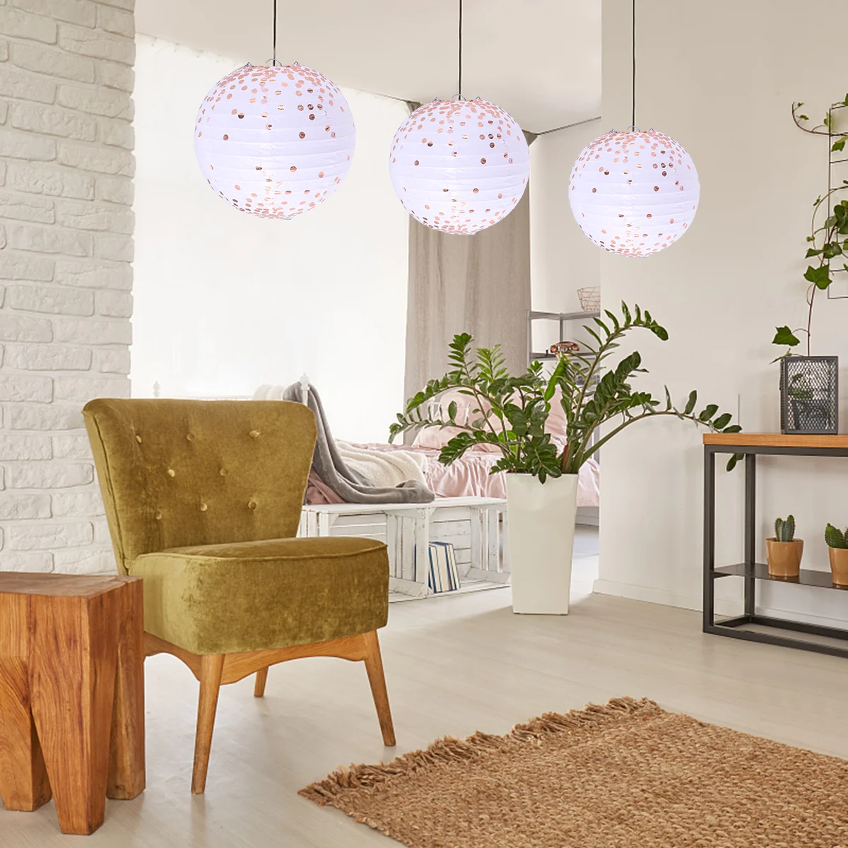

3pcs Decorative Festival Round Lantern Foldable Lantern Hanging Lanterns Chinese Lanterns for Party