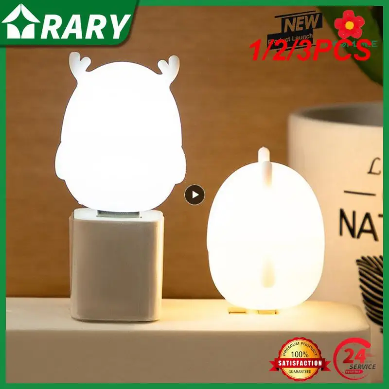

1/2/3PCS Space Saving Room Atmosphere Light Environmentally Friendly White Materials Reading Lamp Deer Shaped Simple And Cute