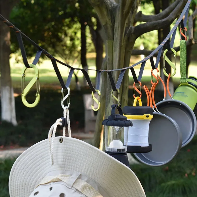 

Outdoor camping clothesline, camping site storage, tent hanging rope, 19 loops, and mountaineering buckle