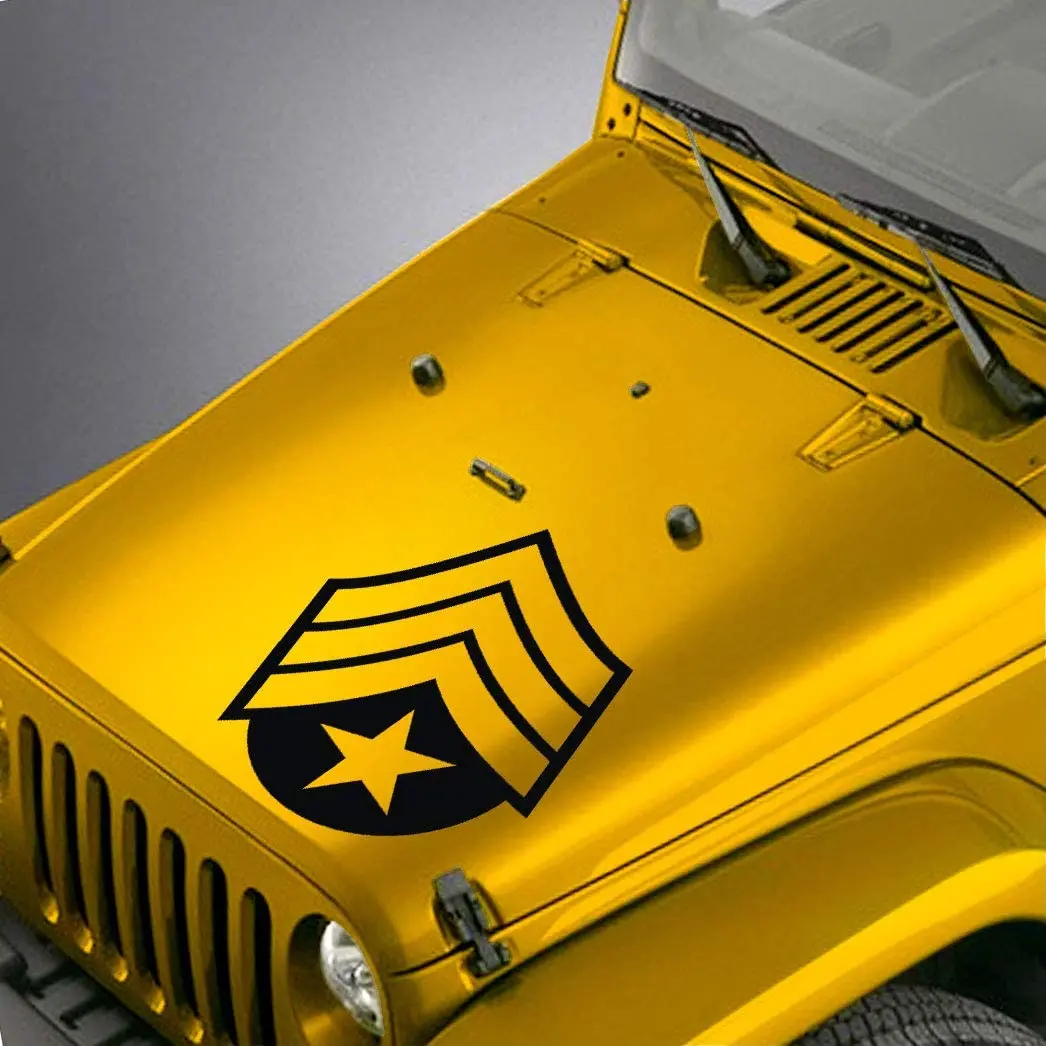 

Наклейка SkunkMonkey-Hood, совместимая с Jeep Wrangler TJ LJ JK JKU - Sergeant Chevron Star Badge, розовая наклейка s