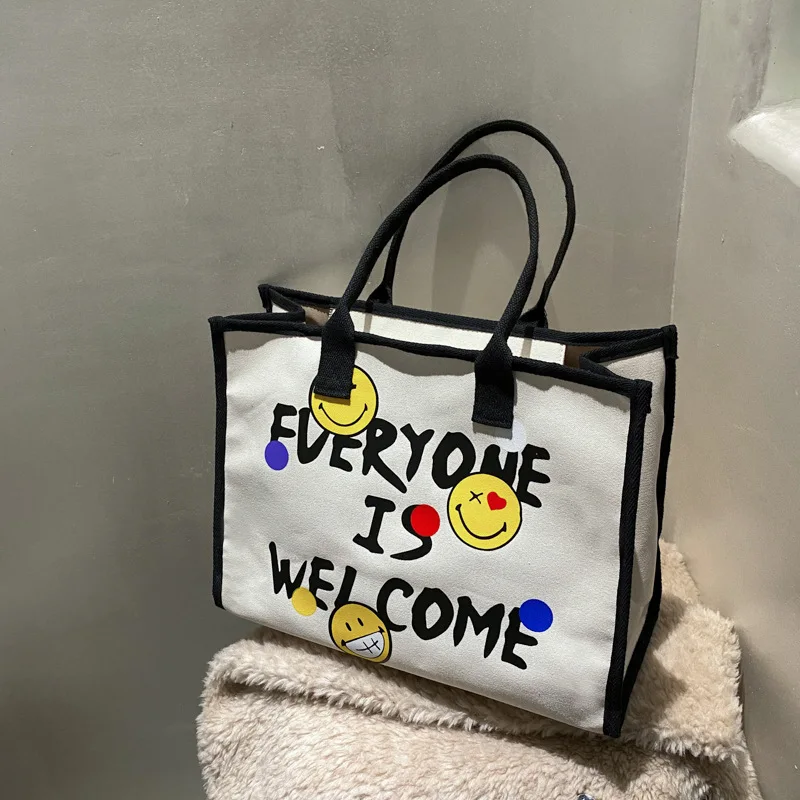 

Korean Ins Smiley Face Mummy Bag Large Capacity Multi-function New Portable Fashion Tot Mother Baby Toilet