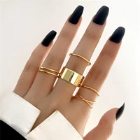 vagzeb punk gold round hollow geometric rings set for women girls fashion cross twist open joint ring female jewelry gift
