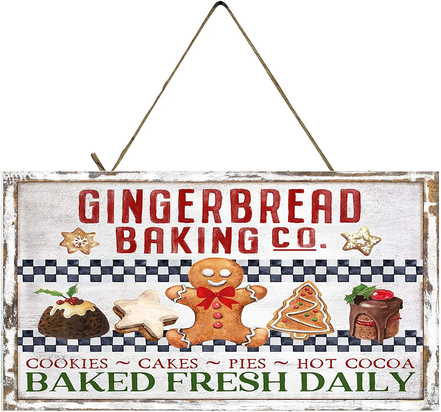 

Twisted R Design Farmhouse Christmas Decor Hanging Wood Wall Sign (Gingerbread Baking Co)