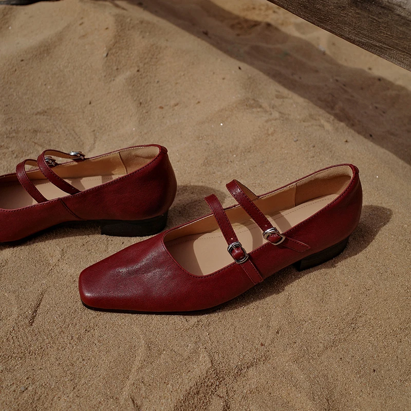 Женские базовые туфли Мэри Джин во французском стиле элегантные с квадратным