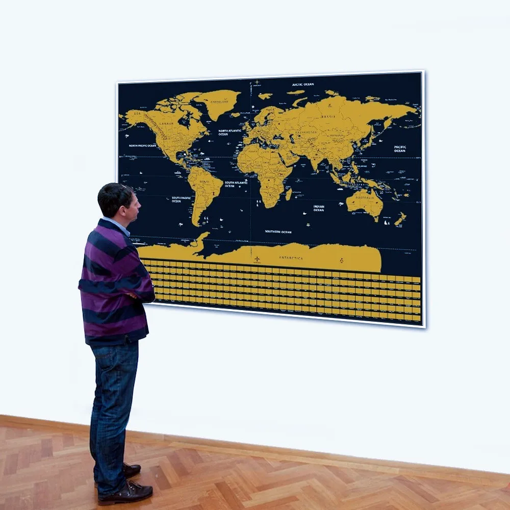 

Travel Scratchable World Plat Wall Art Poster Scratch Painting with National Flag Traveller Adventure Mural Easy to Scratch Gift