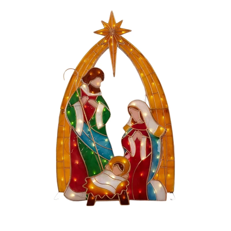 

Christmas Jesus Insert Card Nativity Scene Holy Family Courtyard Outdoor Garden Decoration Easter Lawn
