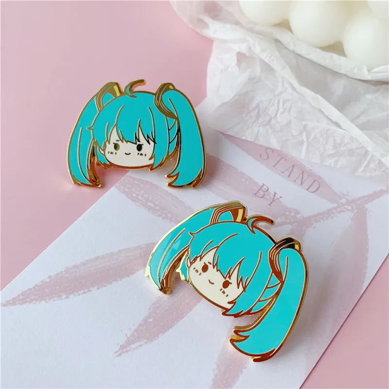 Хацунэ Мику аниме-аксессуар металлический значок эмалевая брошь сплав краска двухмерная девочка рюкзак одежда украшение подарок на.