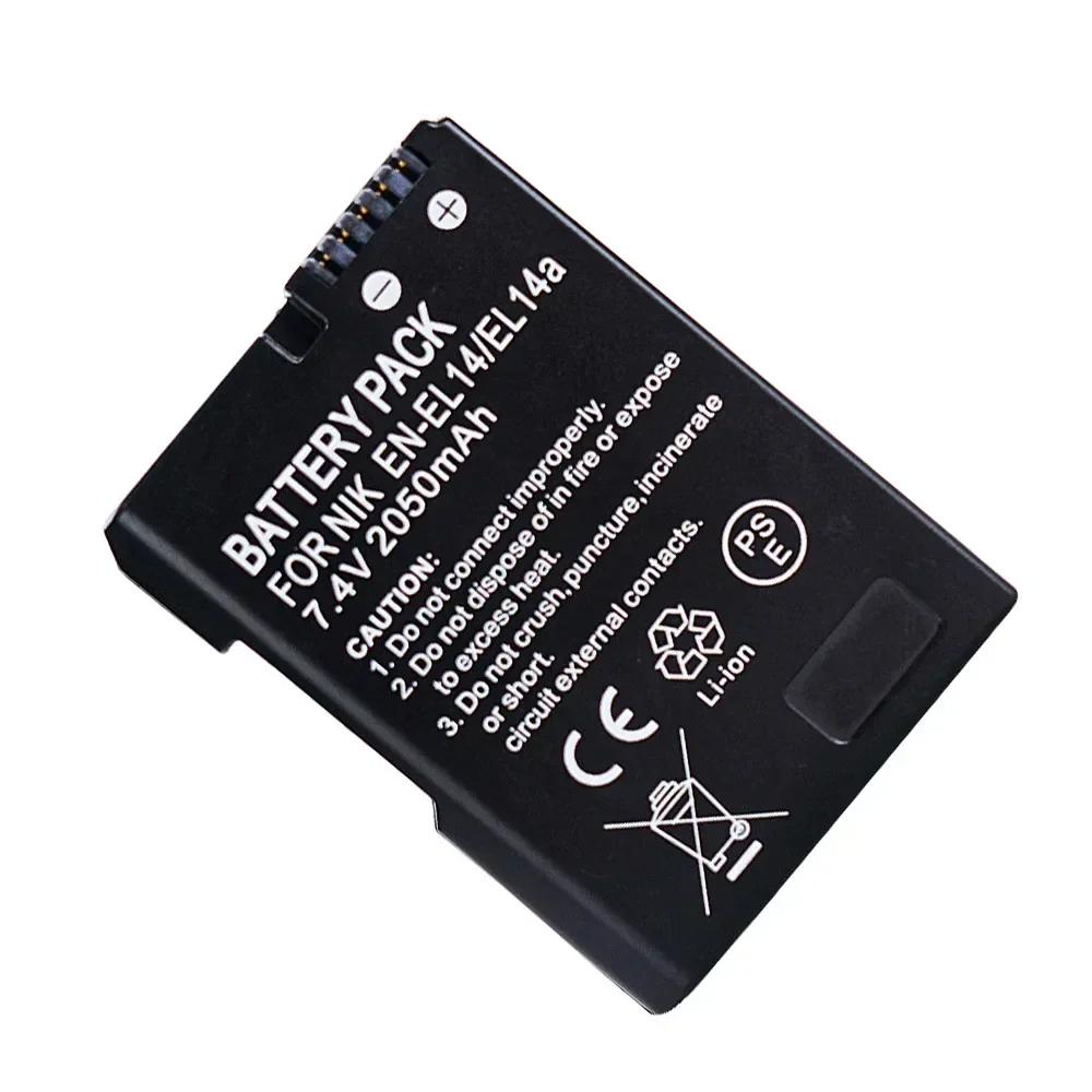 Литиевая батарея EN-EL14a, 2050 мАч для камеры Nikon Df D5600 D5500 D5300 D5200 D5100 D3500 D3400 D3300 D3200 D3100, совместимая с EN-EL14 (art.: 3920ca7246eae) - 3920ca7246eae