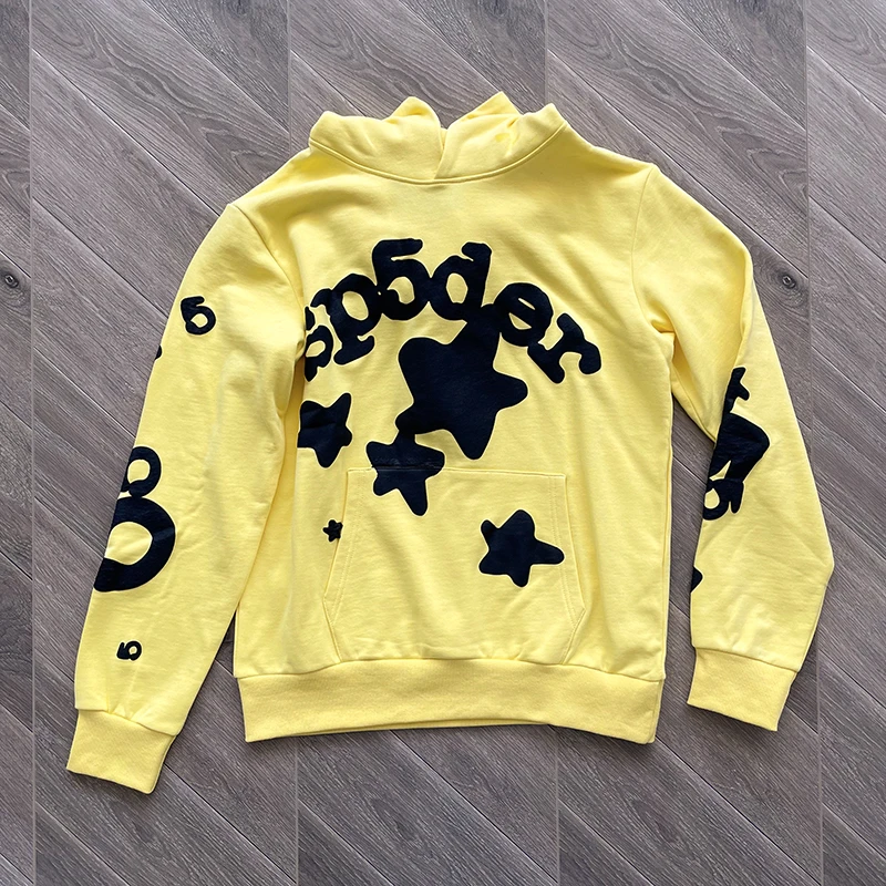 

2023fw Yellow Sp5der 555555 Star Pullover Men Women Young Thug Spiderweb Hoodies