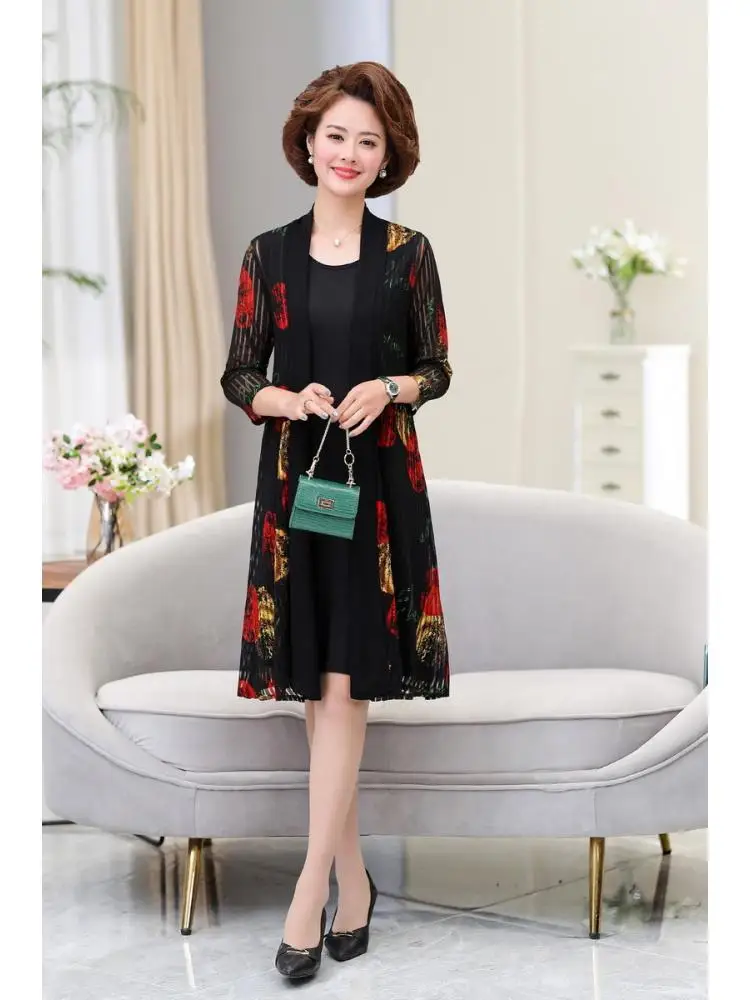 Костюм/один предмет Женский шифоновый кардиган с принтом куртка для матери и