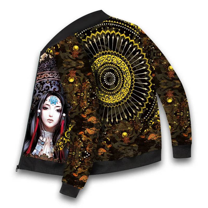 

Jas Men's New Japanese Style Jackets Outwear Spring Autumn Bomber Mens Baseball Collar Jacket Man Ethnic Print Coats Veste Homme