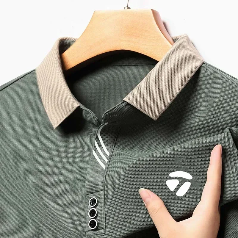 

Long Sleeved Wear Golf T-shirt Men's Spring and Autumn Clothing New Casual Top Solid Simple Polo Shirt Men