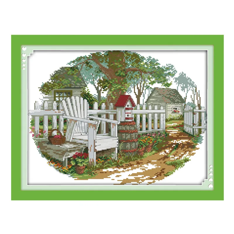 

Country cottage (2) cross stitch kit landscape18ct 14ct 11ct count printed canvas stitching embroidery DIY handmade needlework