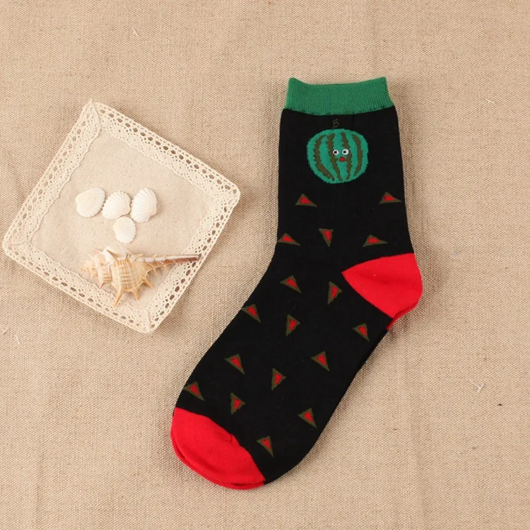 

1pair Autumn and Winter New Women In The Tube Socks Cartoon Female Cotton Socks Fruit Series Female Socks Long Socks Wholesale