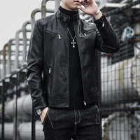 mens pu leather jacket mens tide stand collar punk mens motorcycle leather jacket