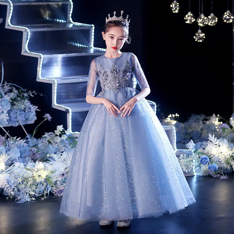 

Бальное платье до щиколотки с цветочным принтом и круглым вырезом