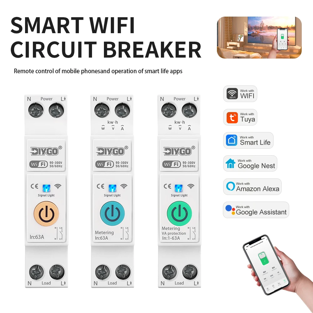 

Автоматический выключатель DIY GO TUYA Smart 63A